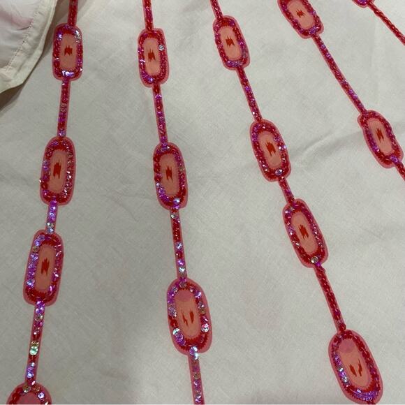 Kemp & Company Pale Pink Skirt Size 14 Quarter Circle Sequin Embellished Cotton - Picture 7 of 11